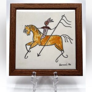 Tecolote Tiles of Santa Fe #5355 Hand Painted Native American Design - Sammi 86